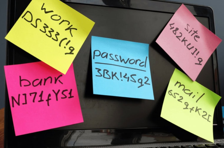 photo of passwords on post it notes