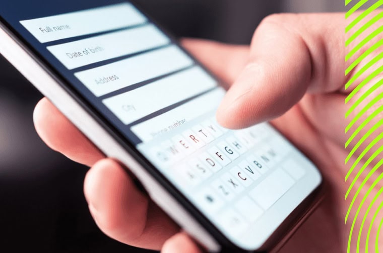 hand filling out form on a mobile device
