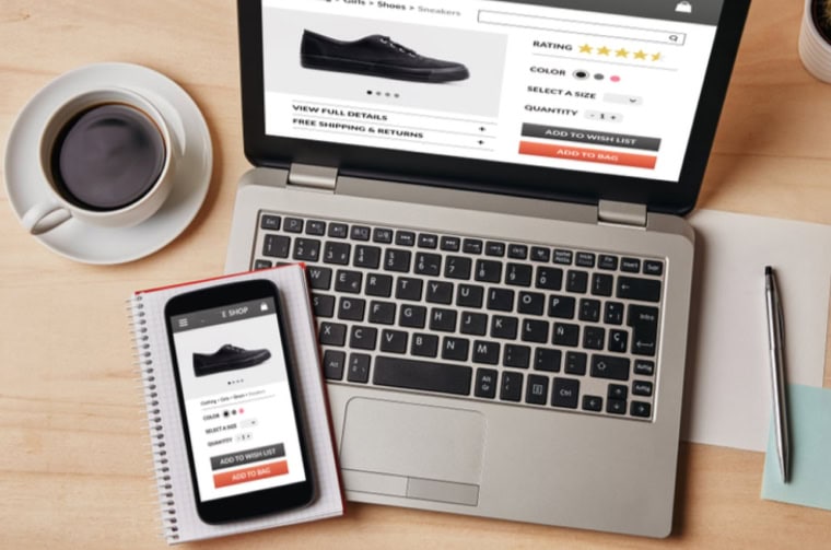 image of website product page on laptop screen