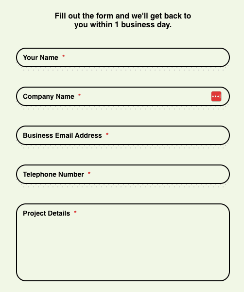 Impact Media's contact form with simple fields