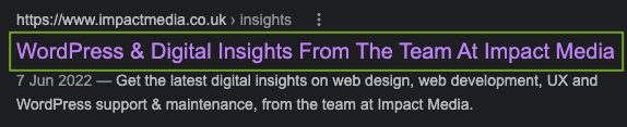 SERP result example - page title
