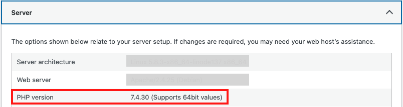 php version