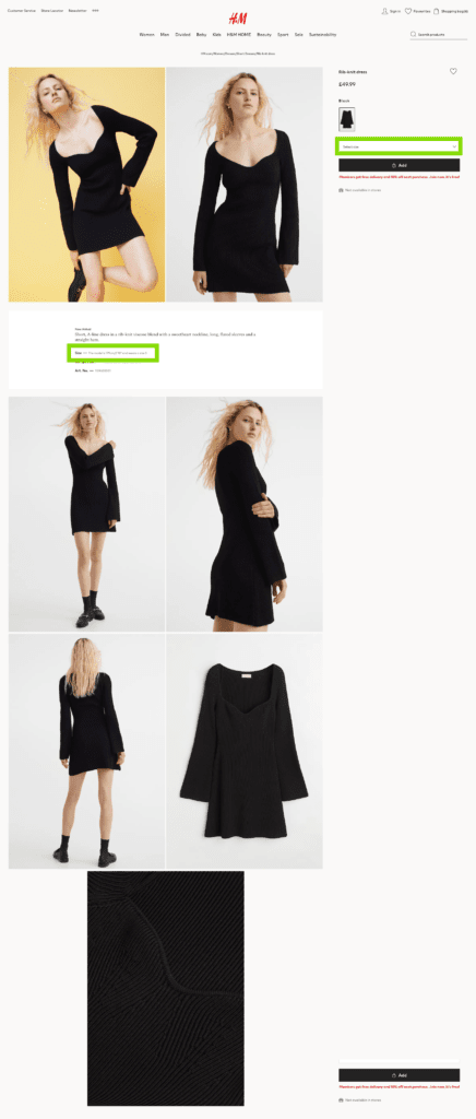 H&M Product Page