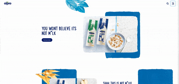 alpro website full page menu