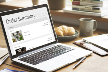 ecommerce order summary on a laptop screen