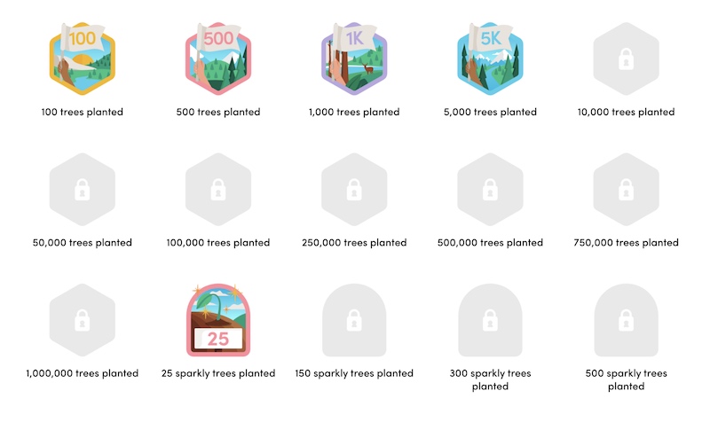 ecologi badges for hitting milestones