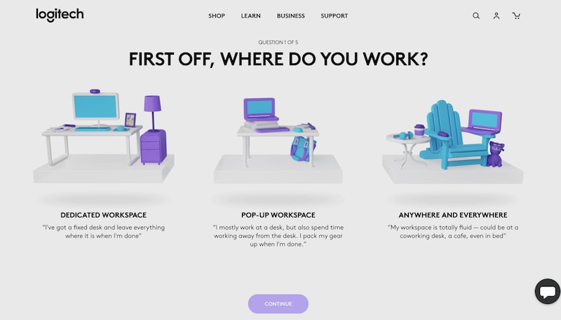 logitech workspace configurator question one
