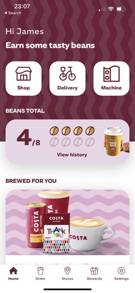 Costa rewards programme