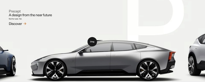 Custom cursor used on the Polestar website