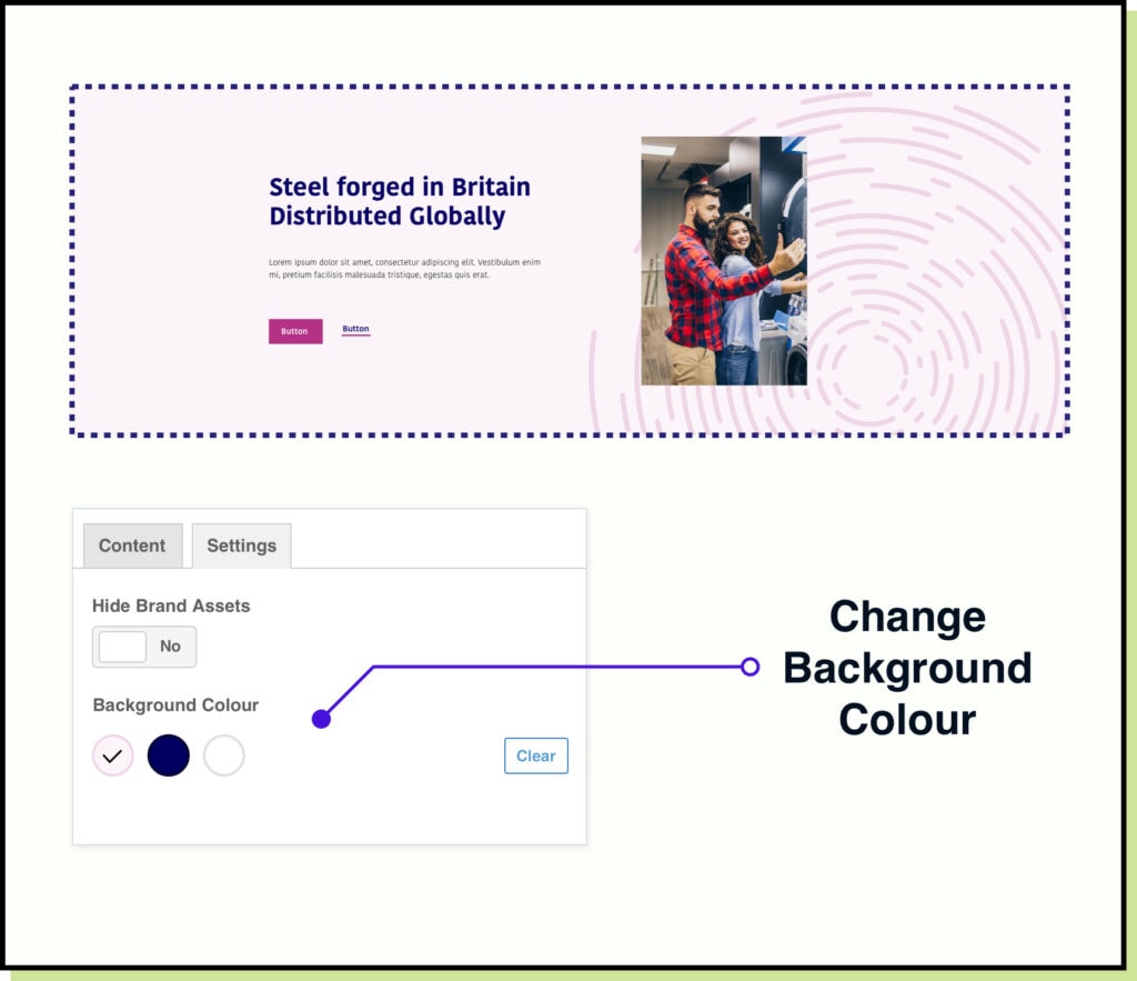 Fig.5 - a block with pre-approved brand consistent background colour choices