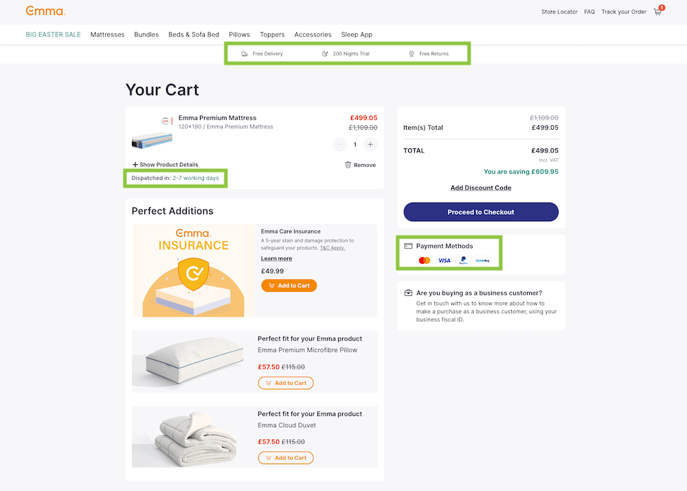 Emma mattresses basket page