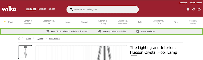 wilkos sitewide banner delivery info