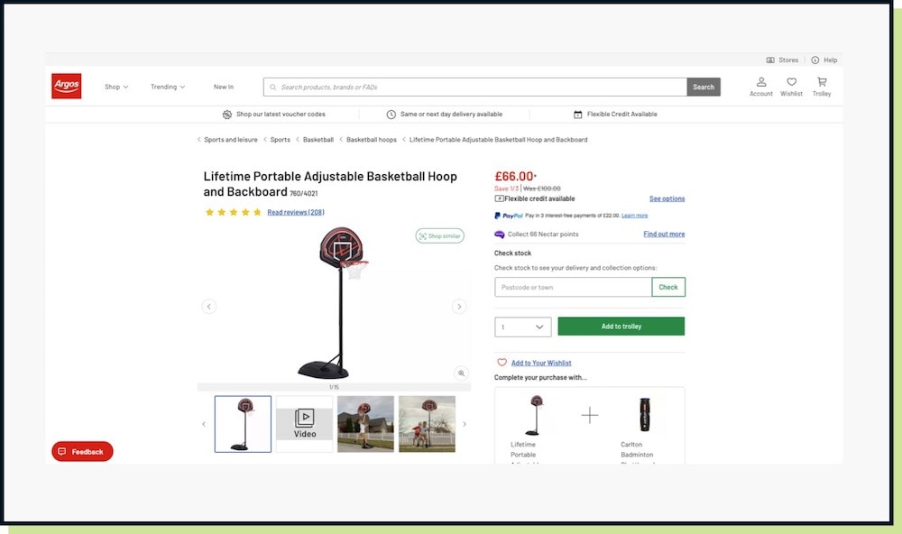 Argos 'Add To Trolley'