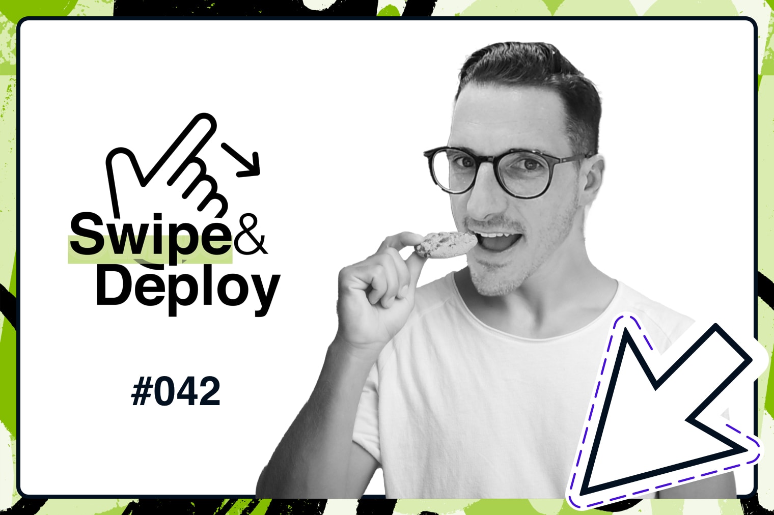 Swipe & Deploy 42 blog hero image of a man eating a cookie.