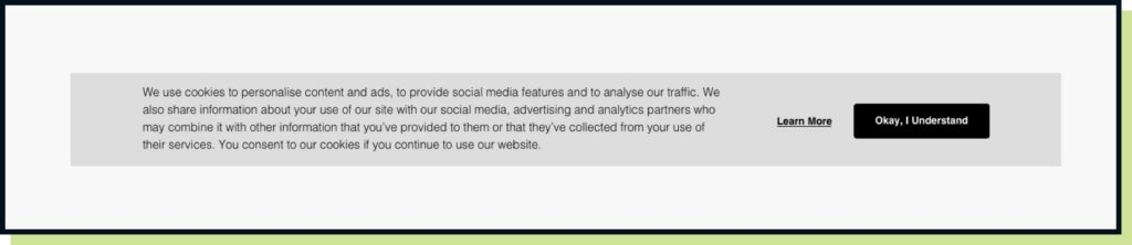 Typical cookie consent banner