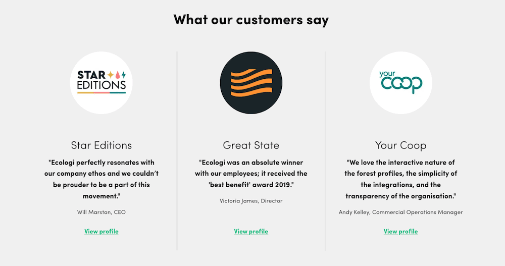 ecologi customer testimonials