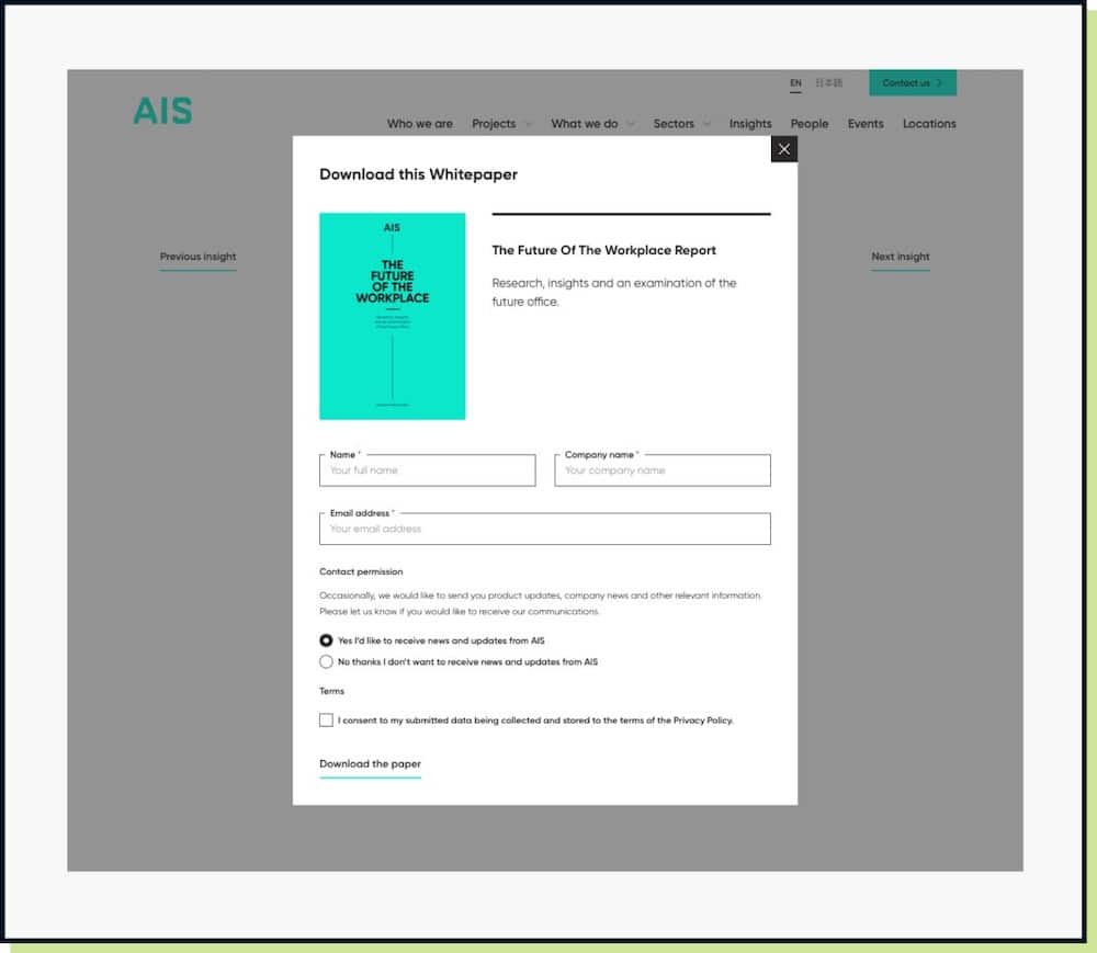 AIS Interiors with Exit Intent Banner