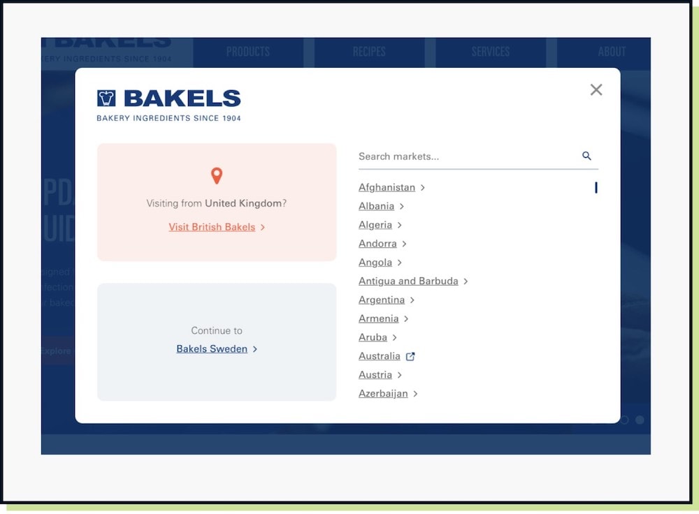 Bakels Geolocation Banner