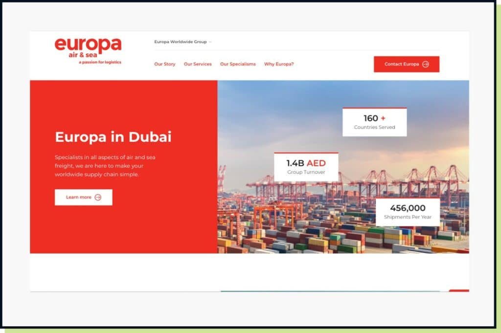 Europa Air & Sea Single Page Website