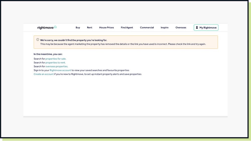 Rightmove 404 Page