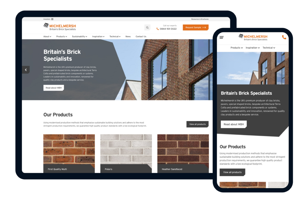 Michelmersh website on desktop and mobile