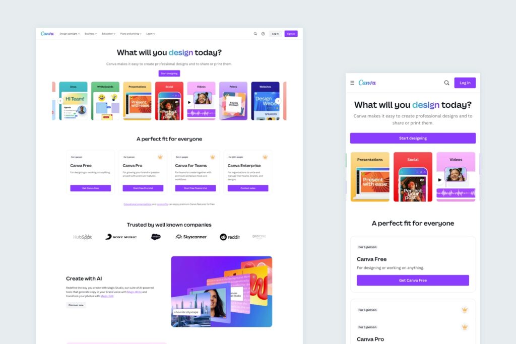 Canva Home Page