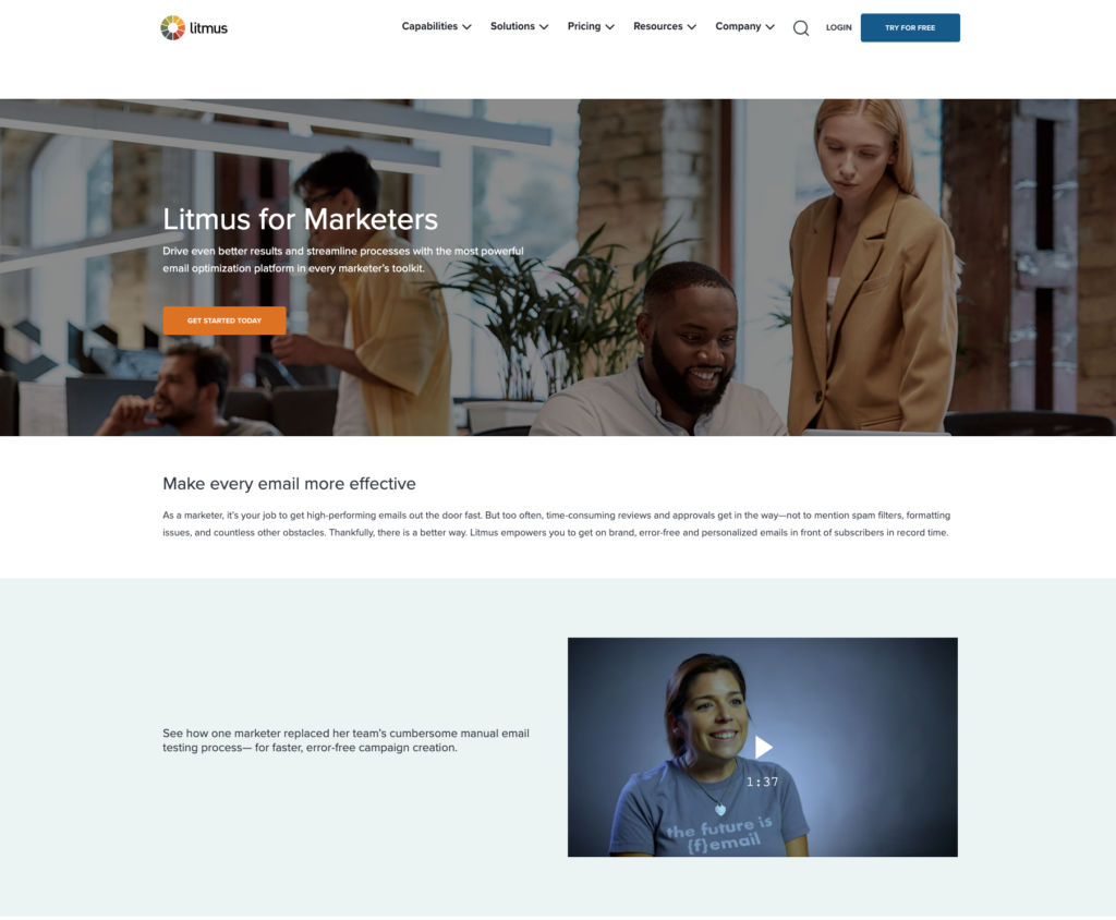 Job role solution page from Litmus