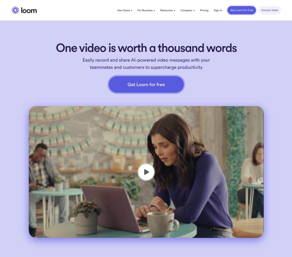 Loom homepage value proposition