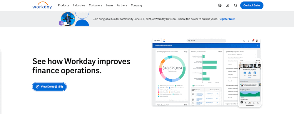Workday home page demo cta