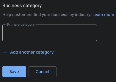 add categories section of a google business profile