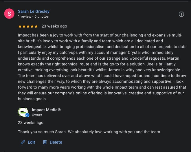 A Google review