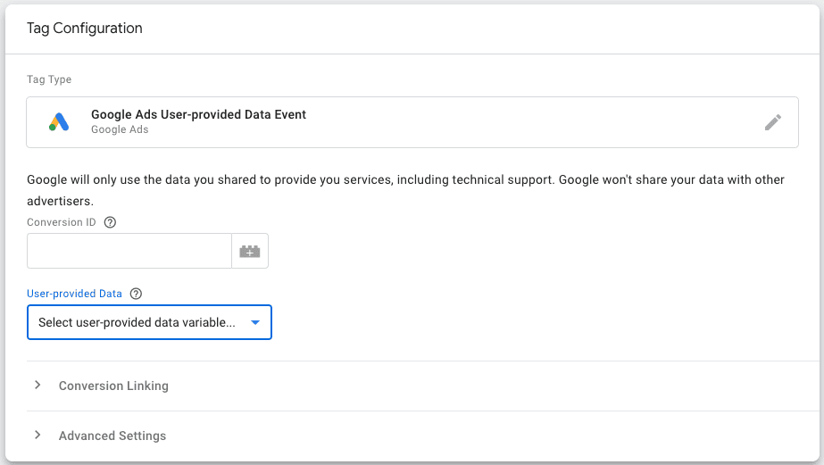 Google Ads User Provided Data Event