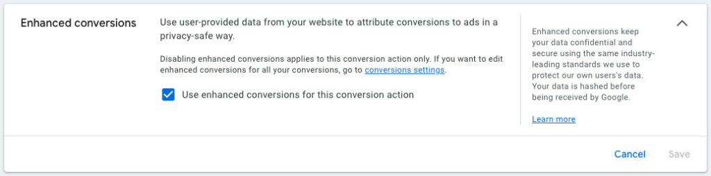 Turn On Enhanced Conversions In Ads Conversions