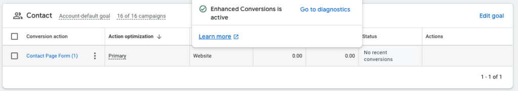 enhanced conversions status