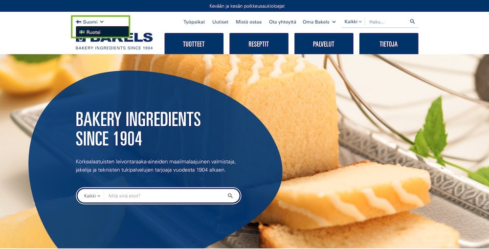 Bakels multilingual site for Finland