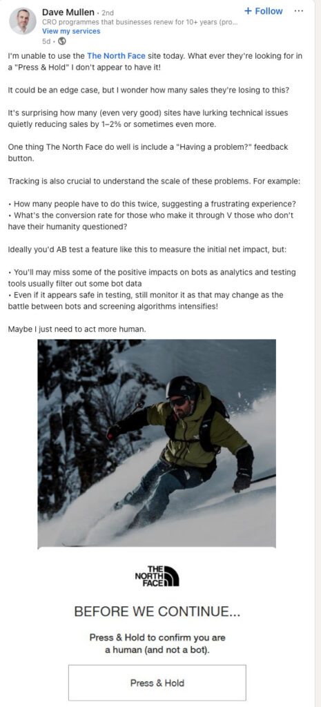 north face anti-spam issue