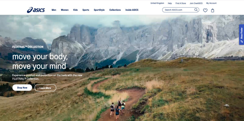 ASICS GB homepage imagery