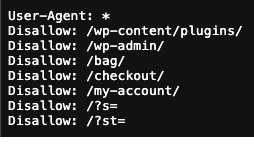 Example eCommerce robots.txt file from a WooCommerce site