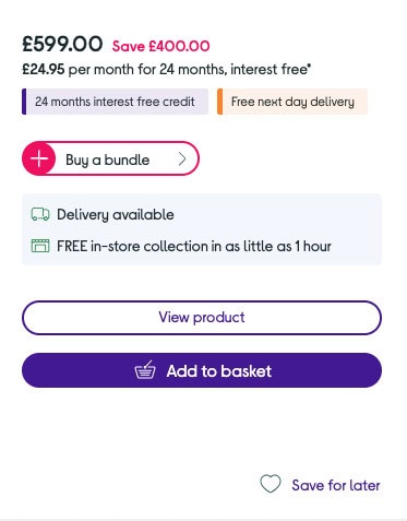 Currys click and collect shown on product listing page
